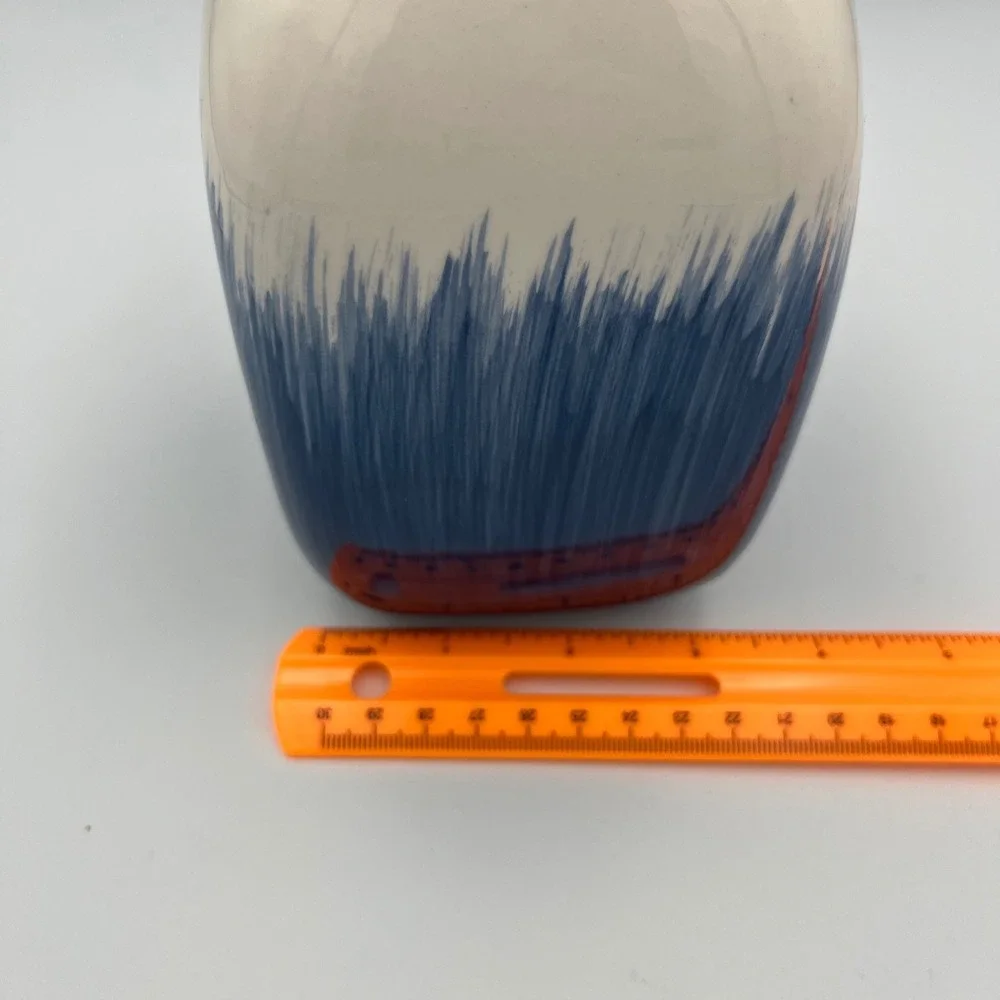 Youngs‎ Inc Vase Ceramic Blue White Abstract Brushstroke Design Home Decor